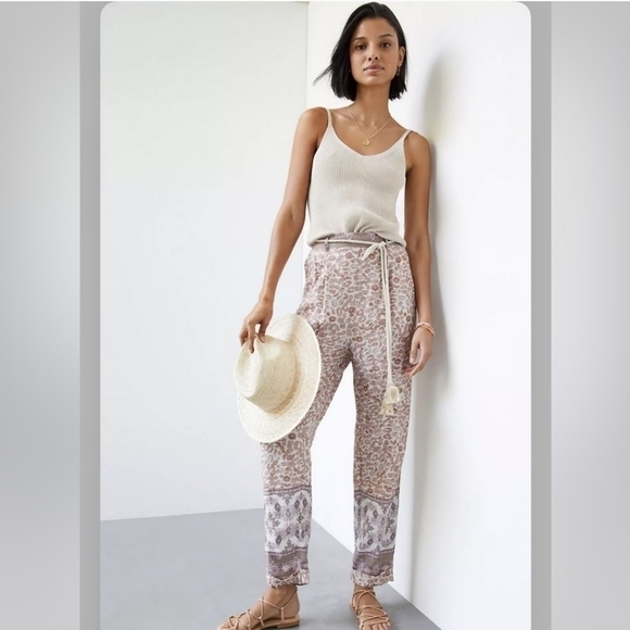 Anthropologie Pants - New Anthropologie Pants Ollari Tapered Tassel Rope Belt Leopard Paisley Print S